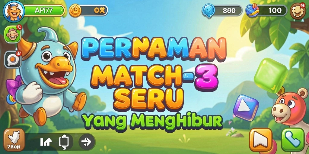 Tampilan screenshot gameplay seru dalam game Match-3 API77.
