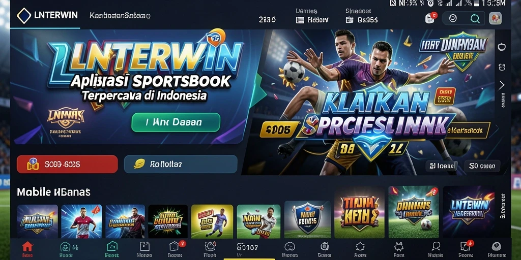 Tampilan screenshot LNTERWIN dengan antarmuka Sportsbook yang menarik.