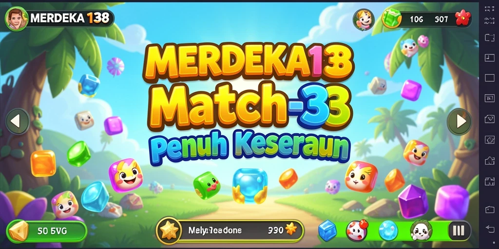 Screenshot gameplay MERDEKA138 menampilkan kombinasi elemen match-3 yang seru.
