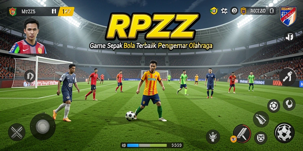Tampilan mendebarkan gameplay RPZZZ dalam pertandingan sepak bola.