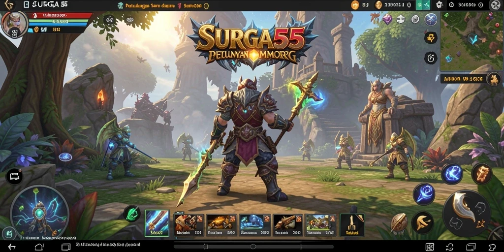 Cuplikan gameplay epik dalam dunia MMORPG SURGA55.