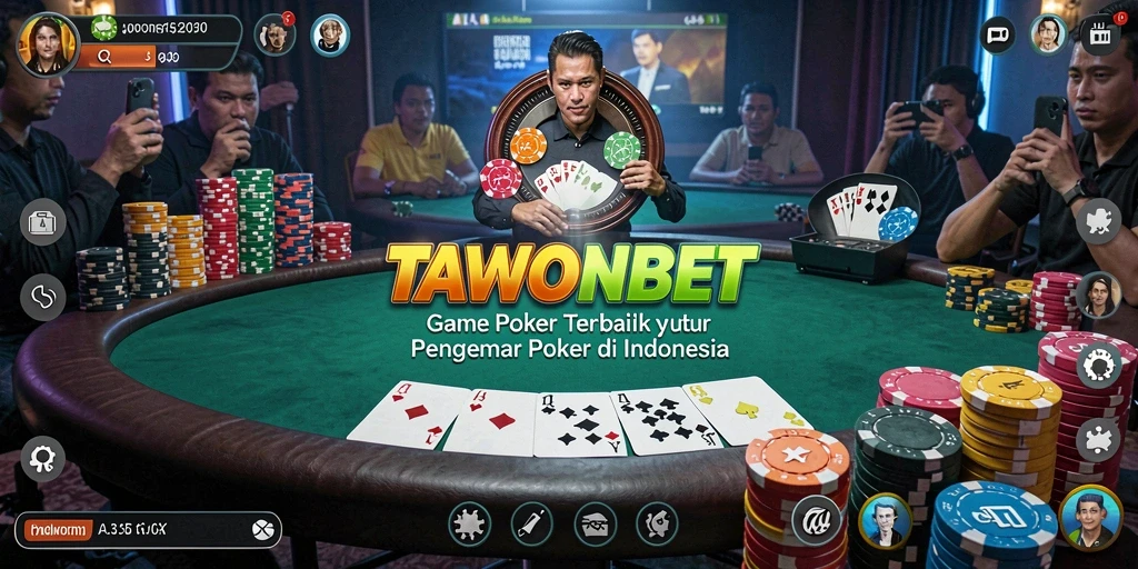 Screenshot gameplay TAWONBET dengan suasana poker yang menegangkan.