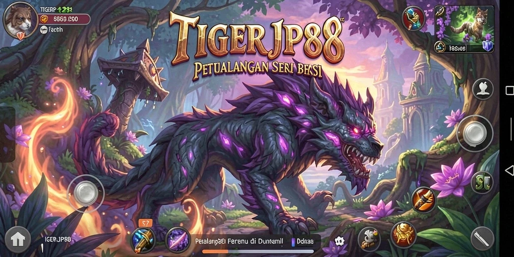 Screenshot menunjukkan gameplay mendebarkan di dunia fantasi TIGERJP88.
